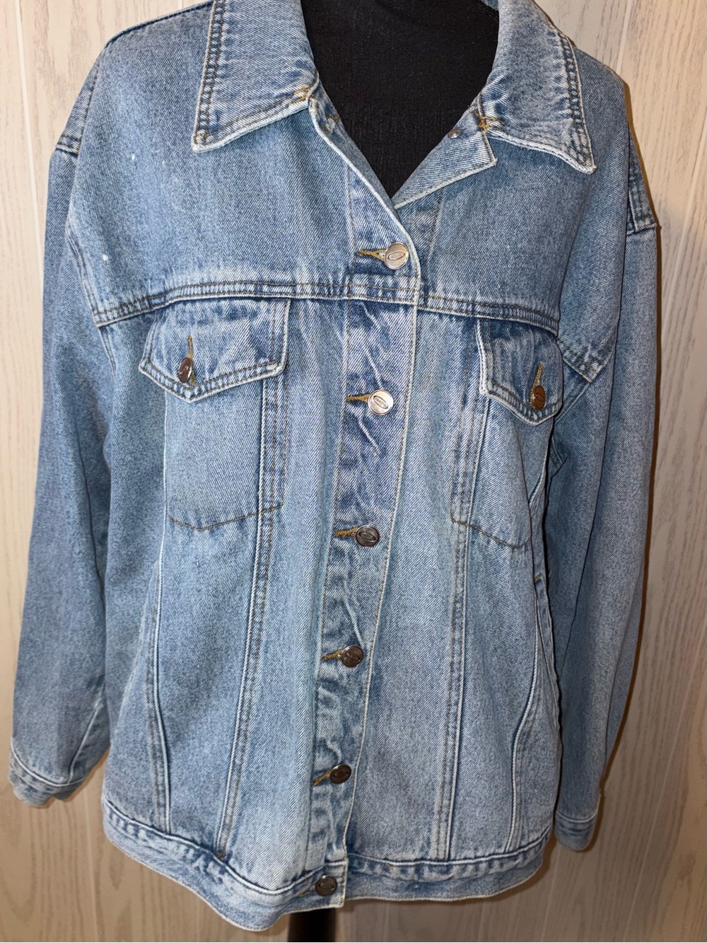 Vintage Womens Denim Jean Jacket Button Up Size 18/20 Trucker Styke